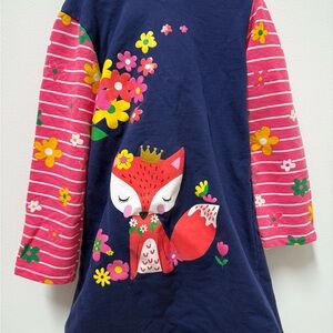 Kids Fox Print Navy and Pink Shirt